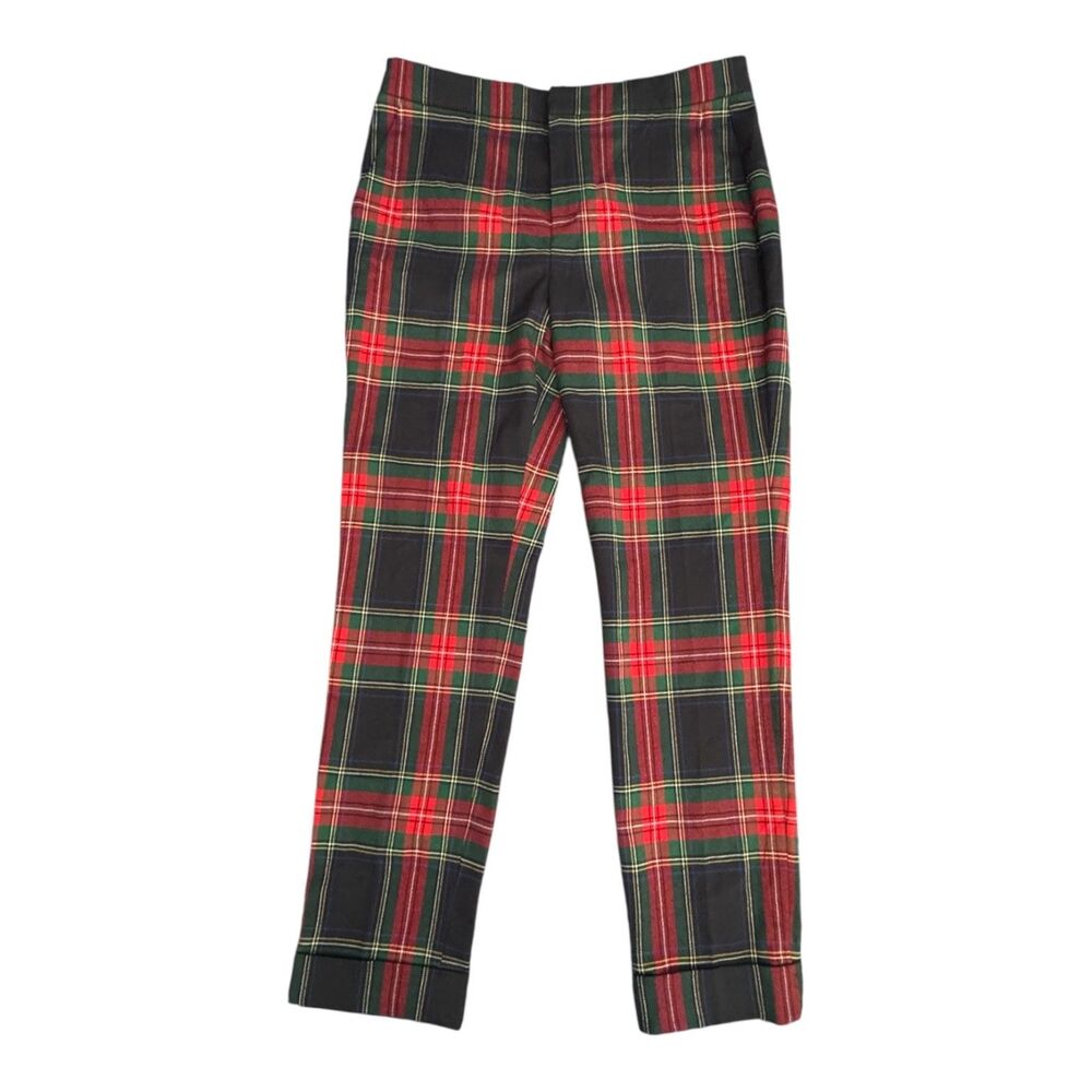Lauren Ralph Lauren Dress Pants Womens 6 Redβ Plaid Tapered Slim Twill Stretch